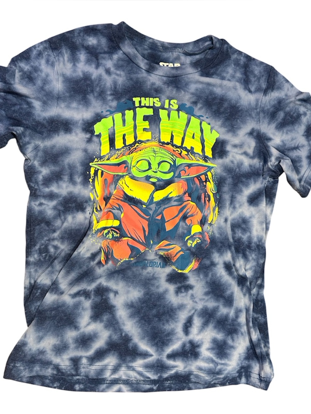 MAD Engine Kids Tie-Dye 'This Is The Way' Tee - Blue, Neon Green, Orange